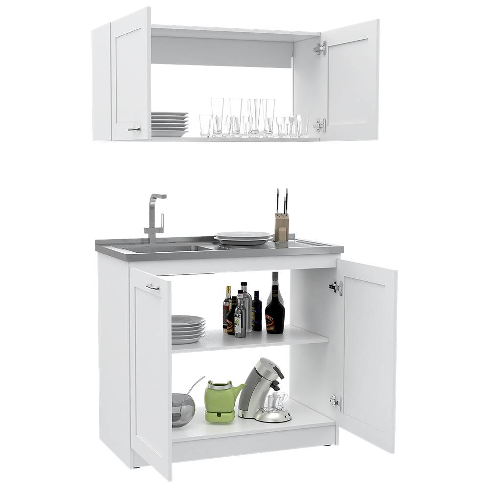 Cocina Zurich Blanco 100 cm con Mesón - Cocinas | Bylmo