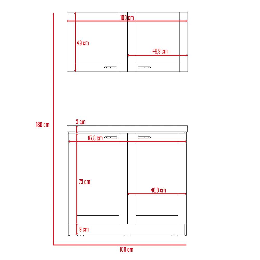 Cocina Zurich Blanco 100 cm con Mesón - Cocinas | Bylmo