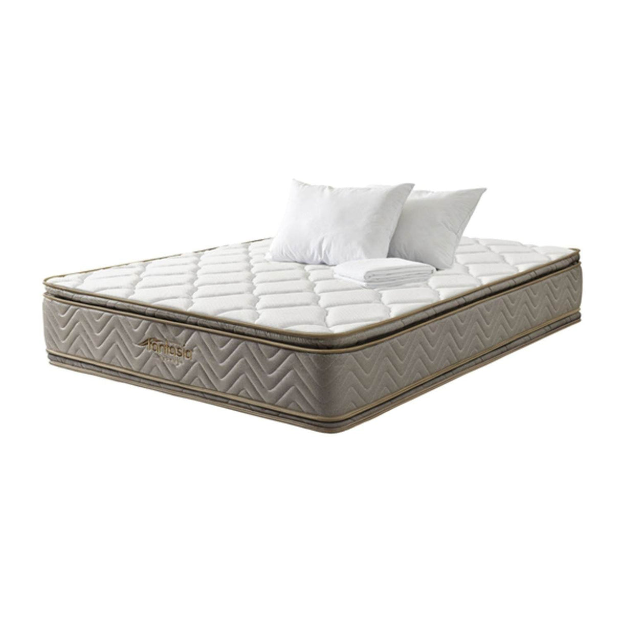 Colchón Galaxy Beige y Plata Doble 140 cm con Dos Almohadas y Protector - Combos Habitacion | Bylmo