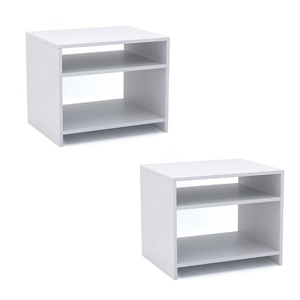 Combo 2 Mesas de Noche Aragón Blanco 50 cm con Entrepaño - Mesas de Noche | Bylmo