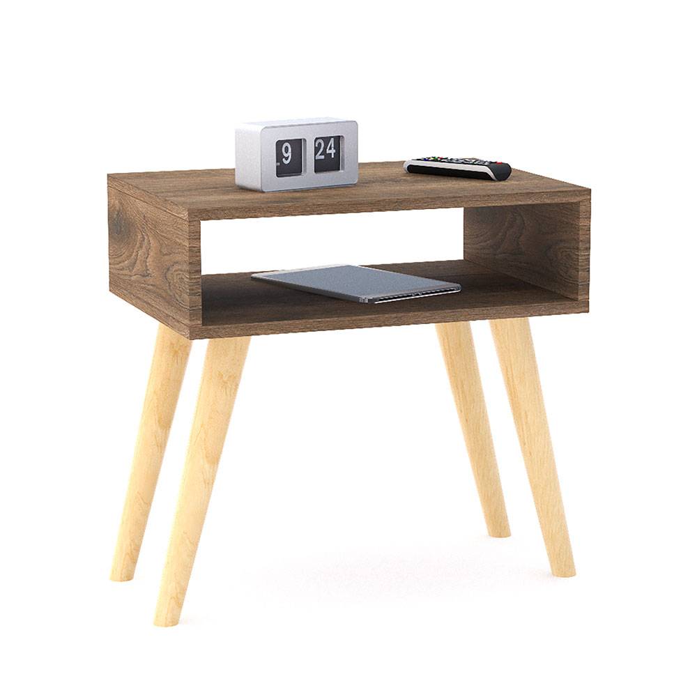 Combo 2 Mesas de Noche Asturias Nogal 50 cm con Entrepaño - Mesas de Noche | Bylmo