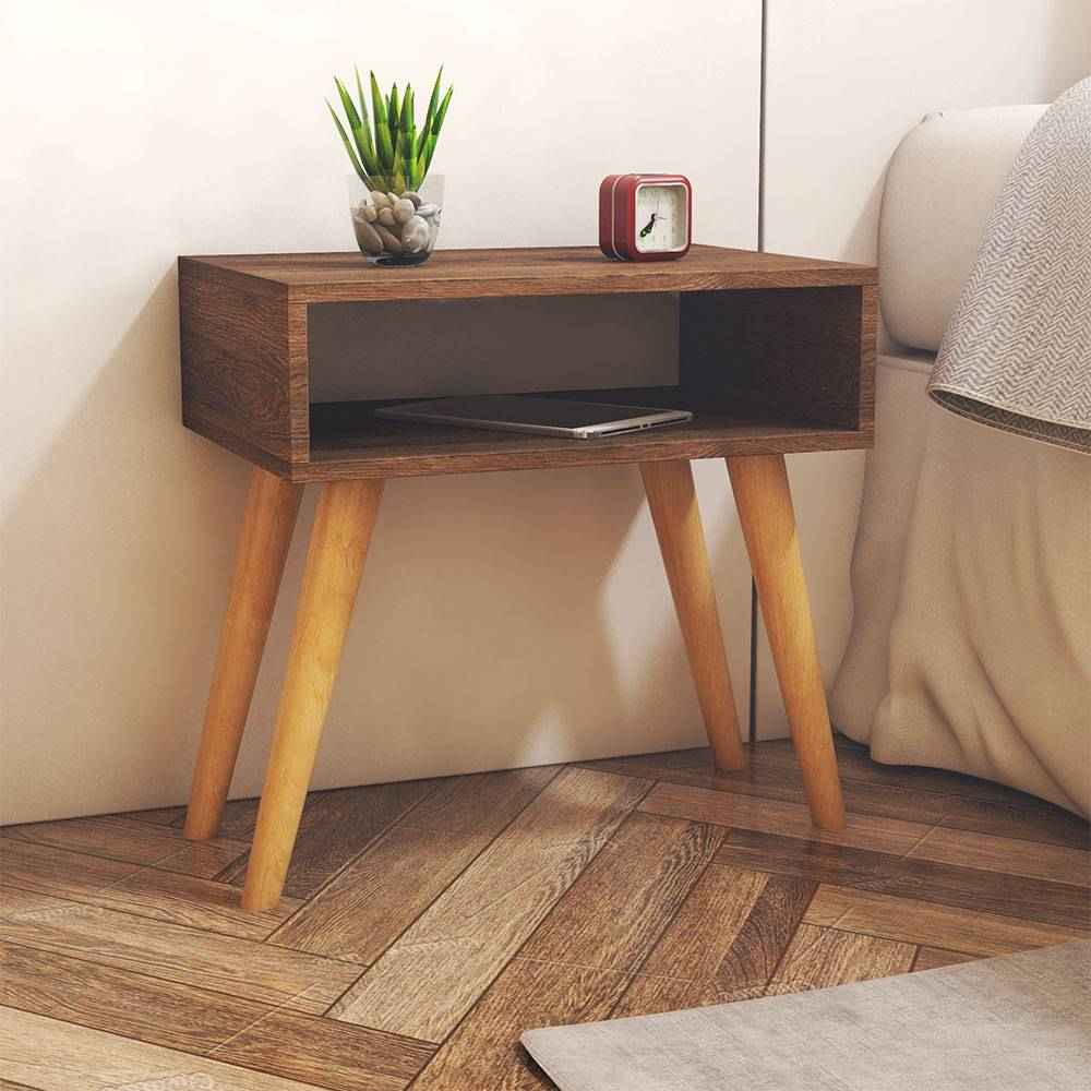 Combo 2 Mesas de Noche Asturias Nogal 50 cm con Entrepaño - Mesas de Noche | Bylmo