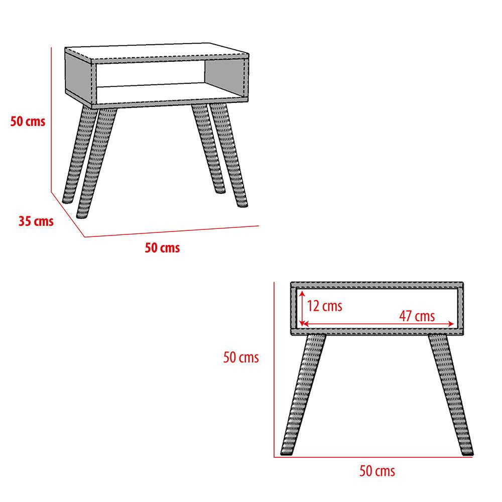 Combo 2 Mesas de Noche Asturias Nogal 50 cm con Entrepaño - Mesas de Noche | Bylmo
