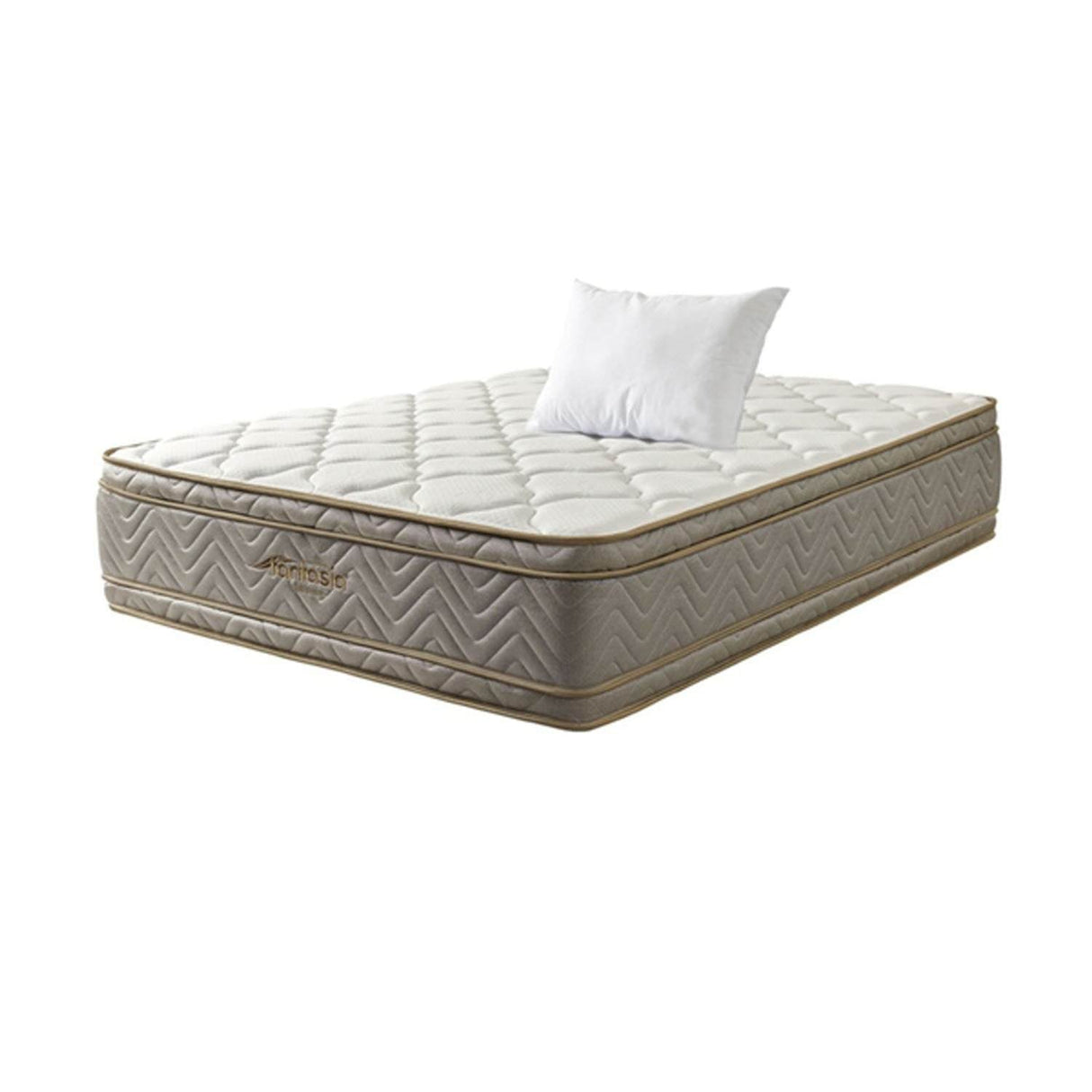 Combo Base Cama y Colchón Optims Beige y Plata Sencilla 100 cm con Una Almohada y Protector - Combos Habitacion | Bylmo