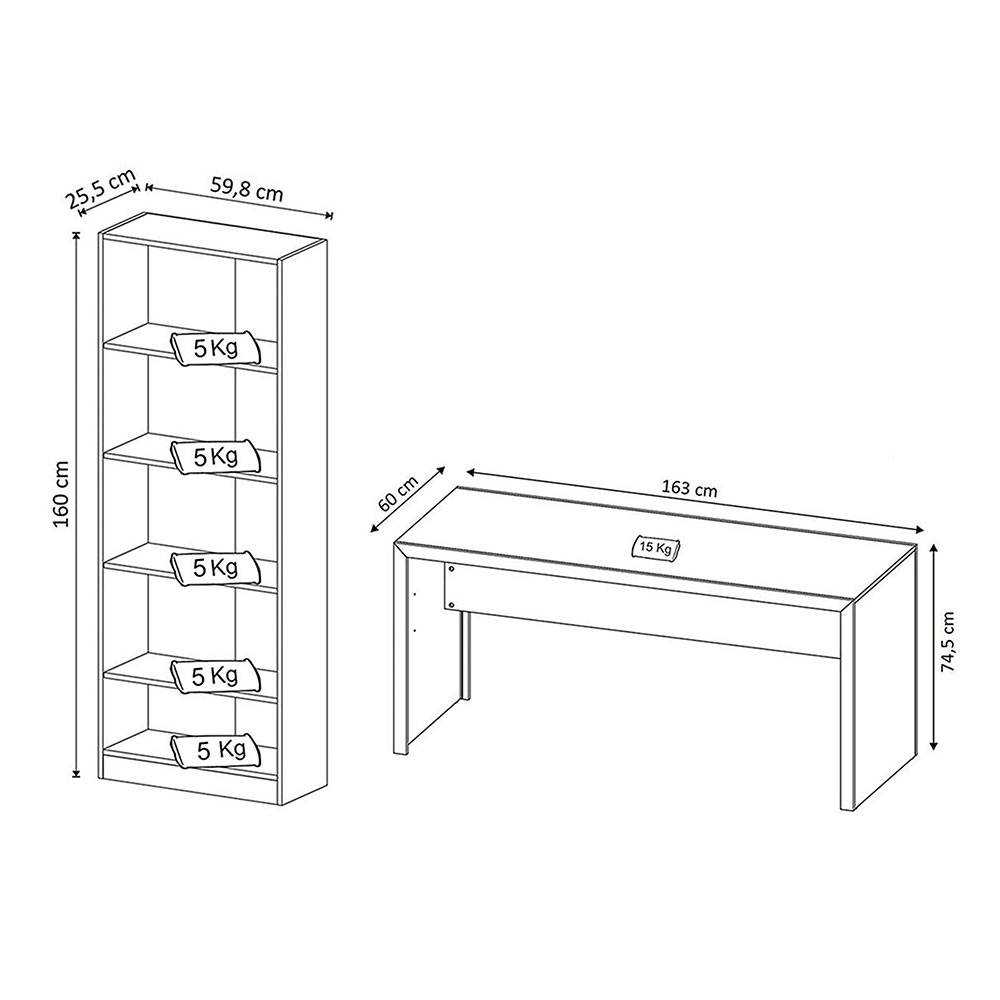 Combo Escritorio y Biblioteca Lima Negro 163 cm con Entrepaños - Escritorios y Archivadores | Bylmo