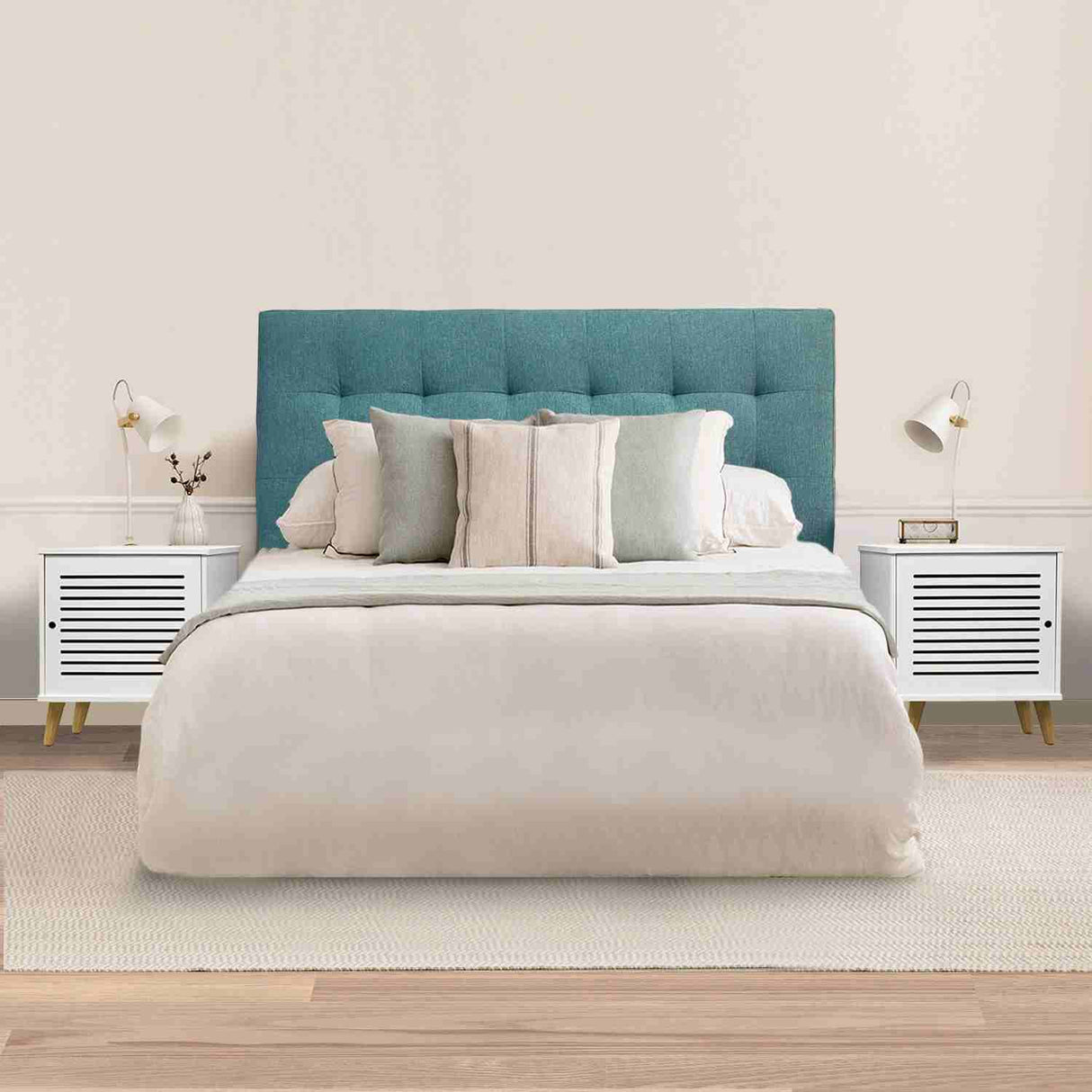 Combo Cabecero Room Verde Menta Doble 140 cm Rectangular con 2 Mesas de Noche Cuadradas - Combos Habitacion | Bylmo