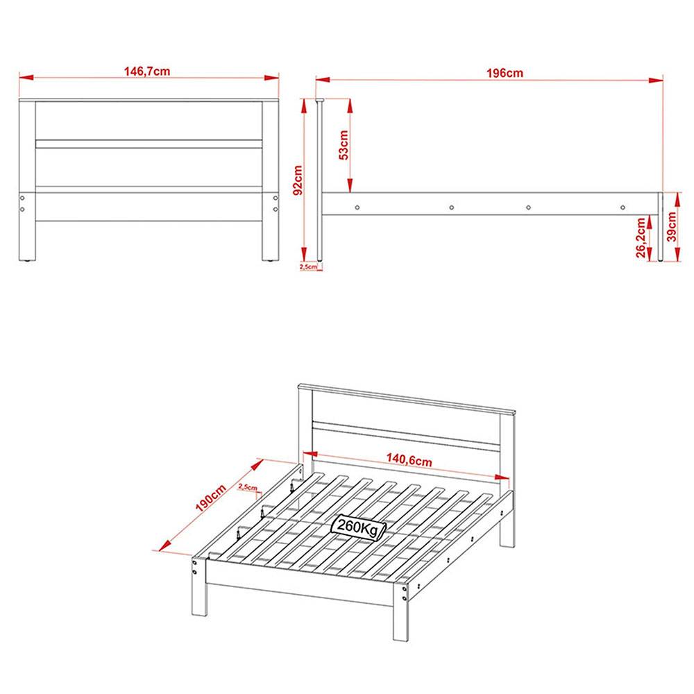 Combo Cama y Mesas de Noche Viena Doble 140 cm Almendra y Blanco - Camas | Bylmo