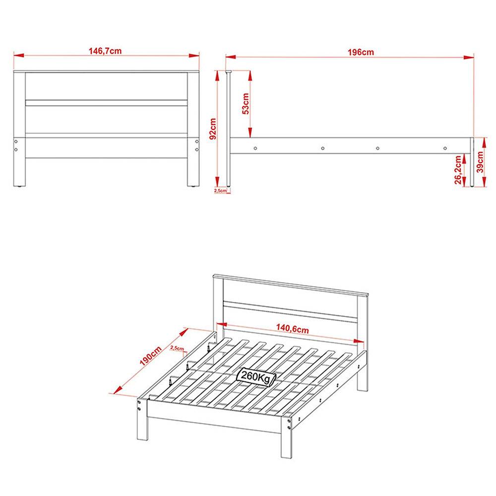 Combo Cama y Mesa de Noche Viena Doble 140 cm Almendra y Blanco - Camas | Bylmo