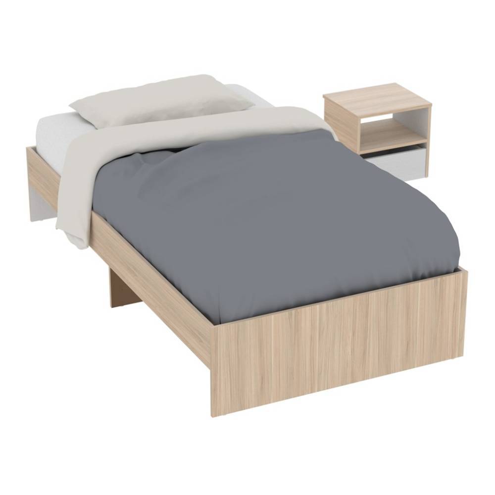 Combo Cama y Mesa de Noche Manzano 104.4x36cm para Colchón Sencillo sin Colchón y sin Cabecero - Camas | Bylmo