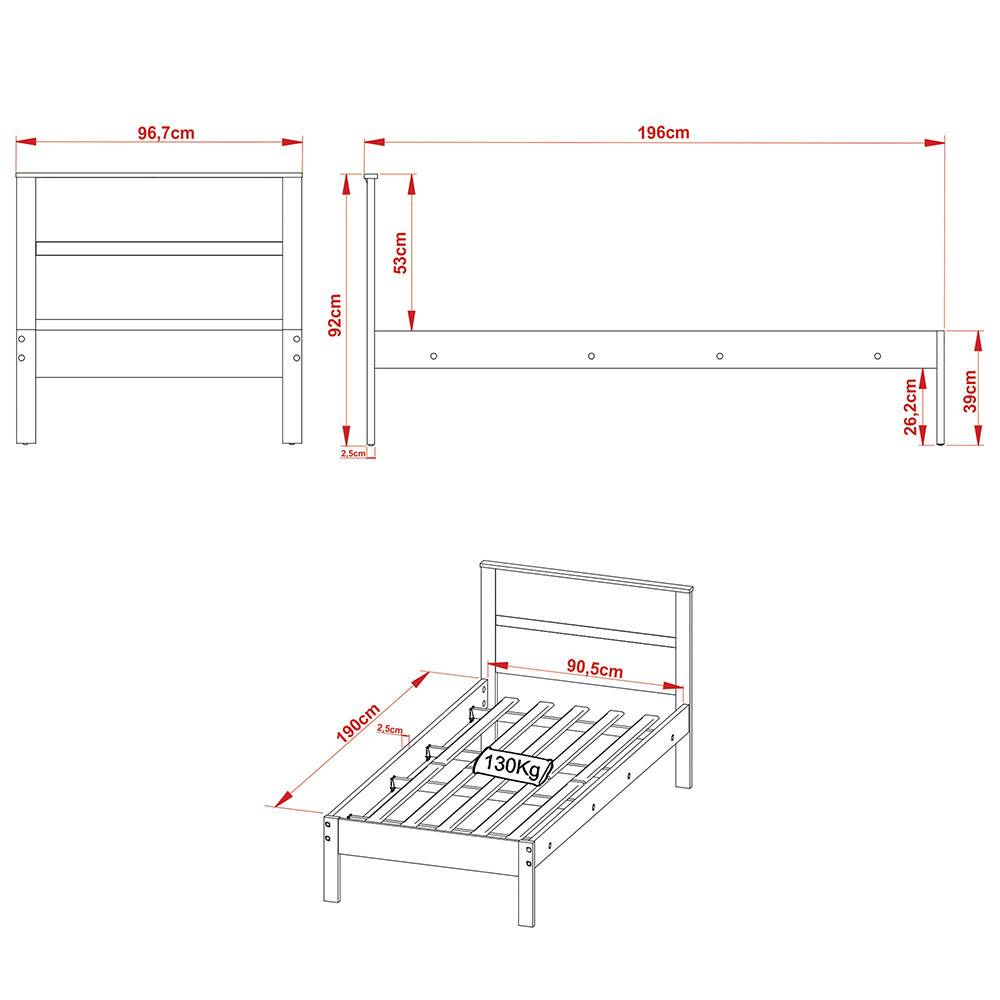 Combo Cama y Mesas de Noche Viena Sencilla 90 cm Almendra y Blanco - Camas | Bylmo