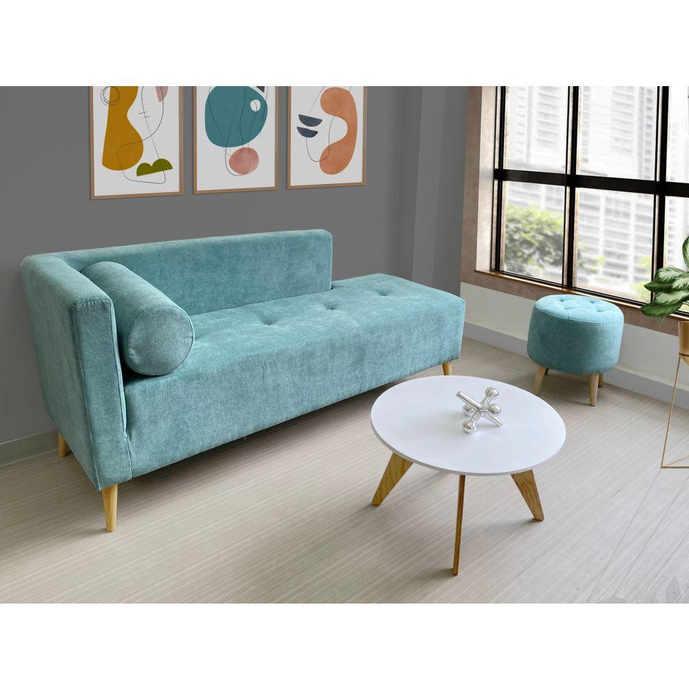 Combo Sala Chaise Long Verde Menta 163 cm con Sofá Puff y Mesa de Centro - Sillas | Bylmo