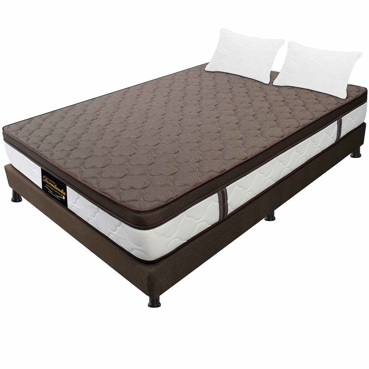 Combo Colchón y Base Cama Dublín Cafe Semidoble 120 X 190 Cm Medio Firme Ortopedico e Hipoalergénico - Combos Habitacion | Bylmo