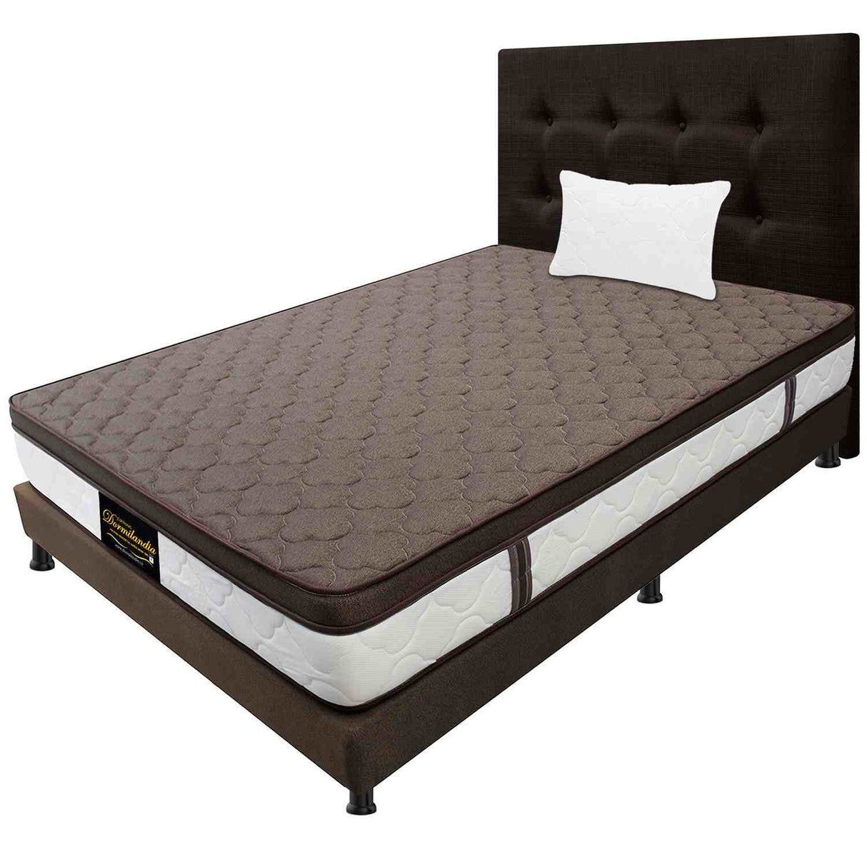 Combo Colchón y Base Cama Dublín Café Sencillo 100 X 190 cm Medio Firme Ortopédico e Hipoalergénico - Combos Habitacion | Bylmo
