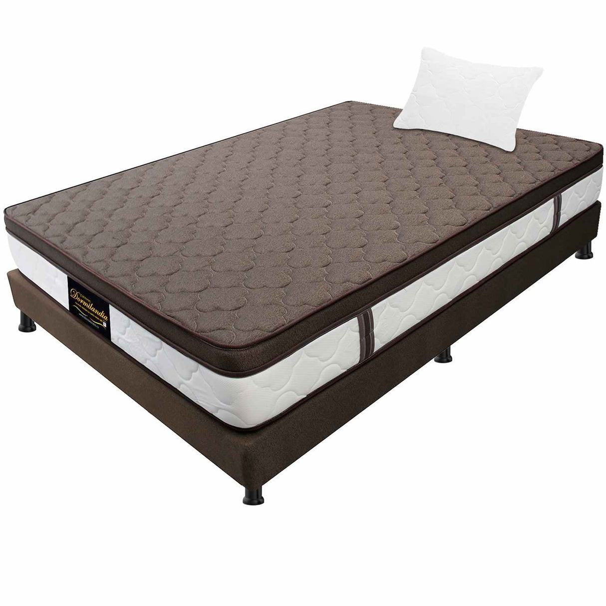 Combo Colchón y Base Cama Dublín Café Sencillo 100 X 190 cm Medio Firme Ortopédico e Hipoalergénico - Combos Habitacion | Bylmo