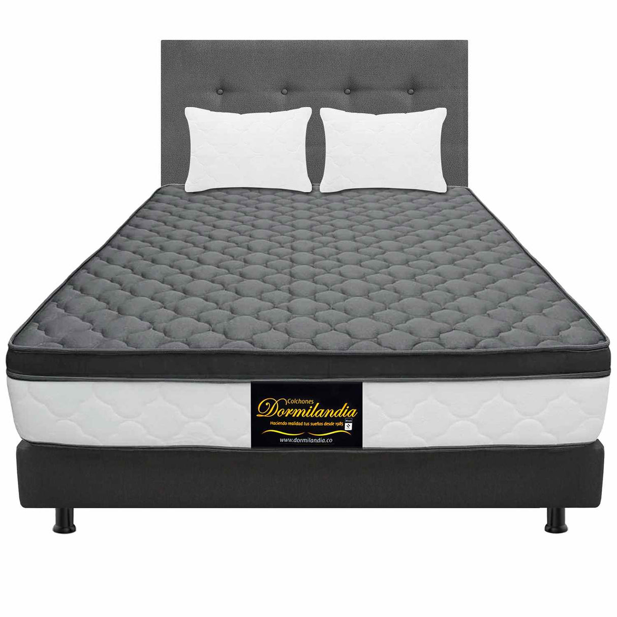 Combo Colchón y Base Cama Dublín Gris King 200 X 200 Cm Medio Firme Ortopedico e Hipoalergénico - Combos Habitacion | Bylmo