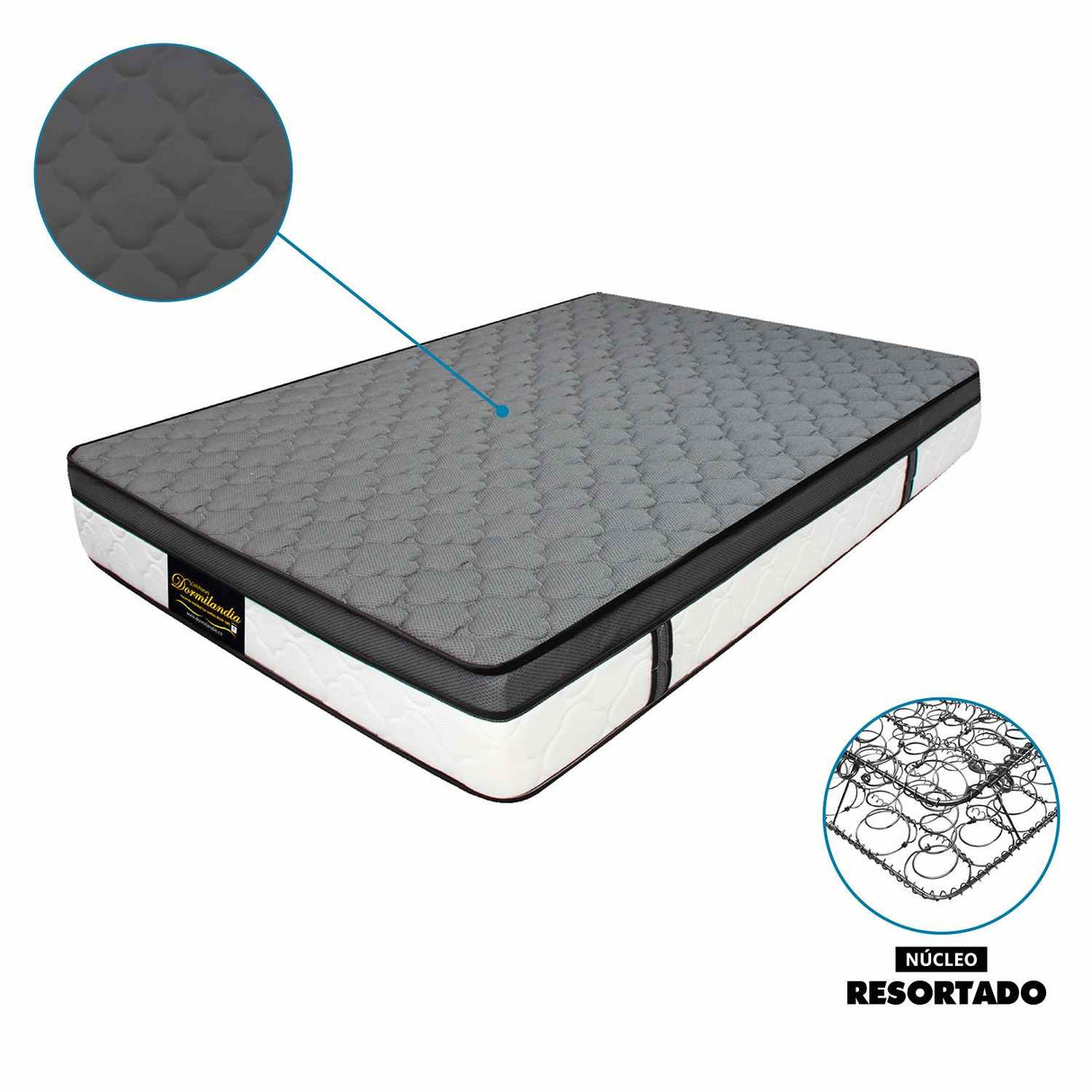 Combo Colchón y Base Cama Dublín Gris Semidoble 120 X 190 Cm Medio Firme Ortopedico e Hipoalergénico - Combos Habitacion | Bylmo