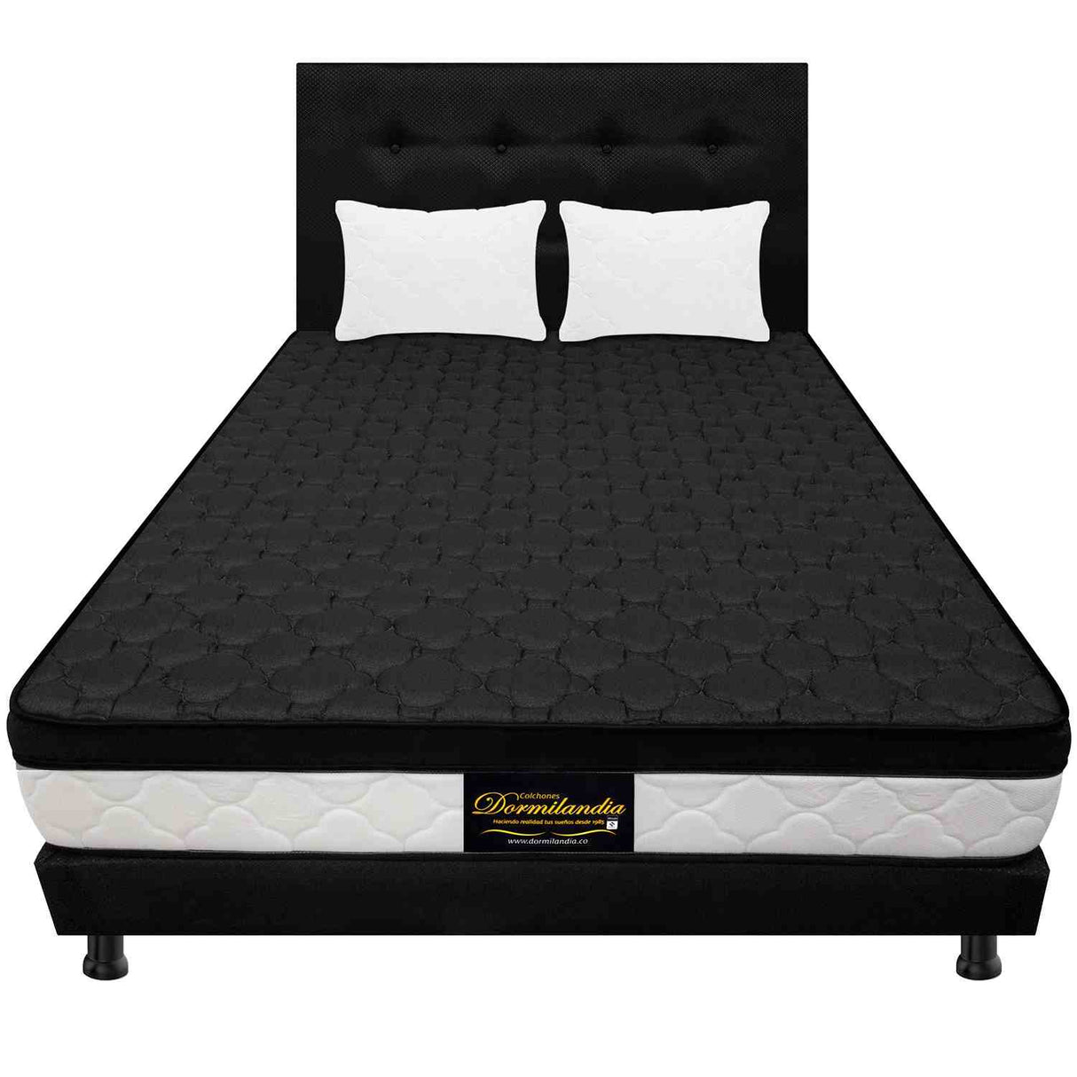 Combo Colchón y Base Cama Dublín Negro King 200 X 200 Cm Medio Firme Ortopedico e Hipoalergénico - Combos Habitacion | Bylmo