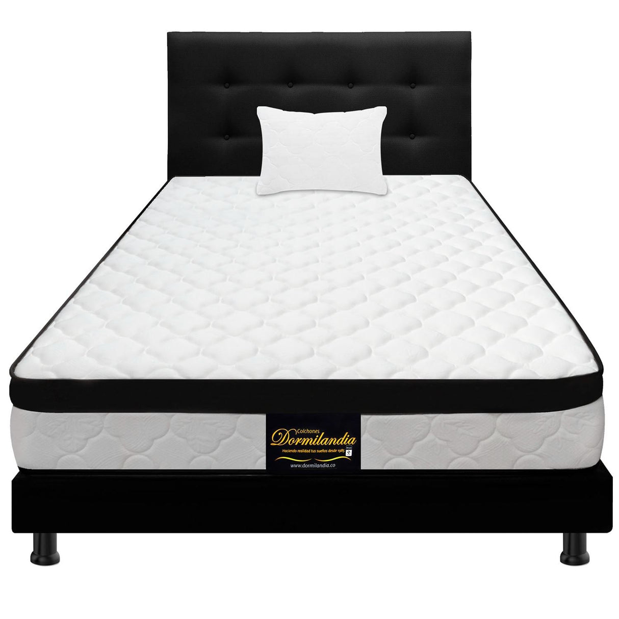 Combo Colchón y Base Cama Versalles Negro Sencillo 100 X 190 Cm Medio Firme Ortopedico e Hipoalergénico - Combos Habitacion | Bylmo