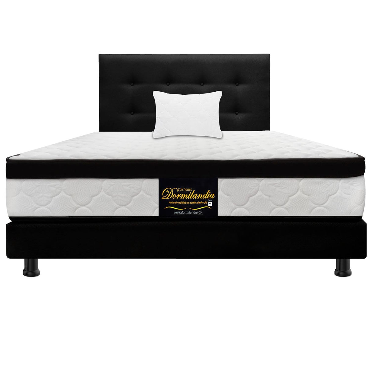 Combo Colchón y Base Cama Versalles Negro Sencillo 100 X 190 Cm Medio Firme Ortopedico e Hipoalergénico - Combos Habitacion | Bylmo