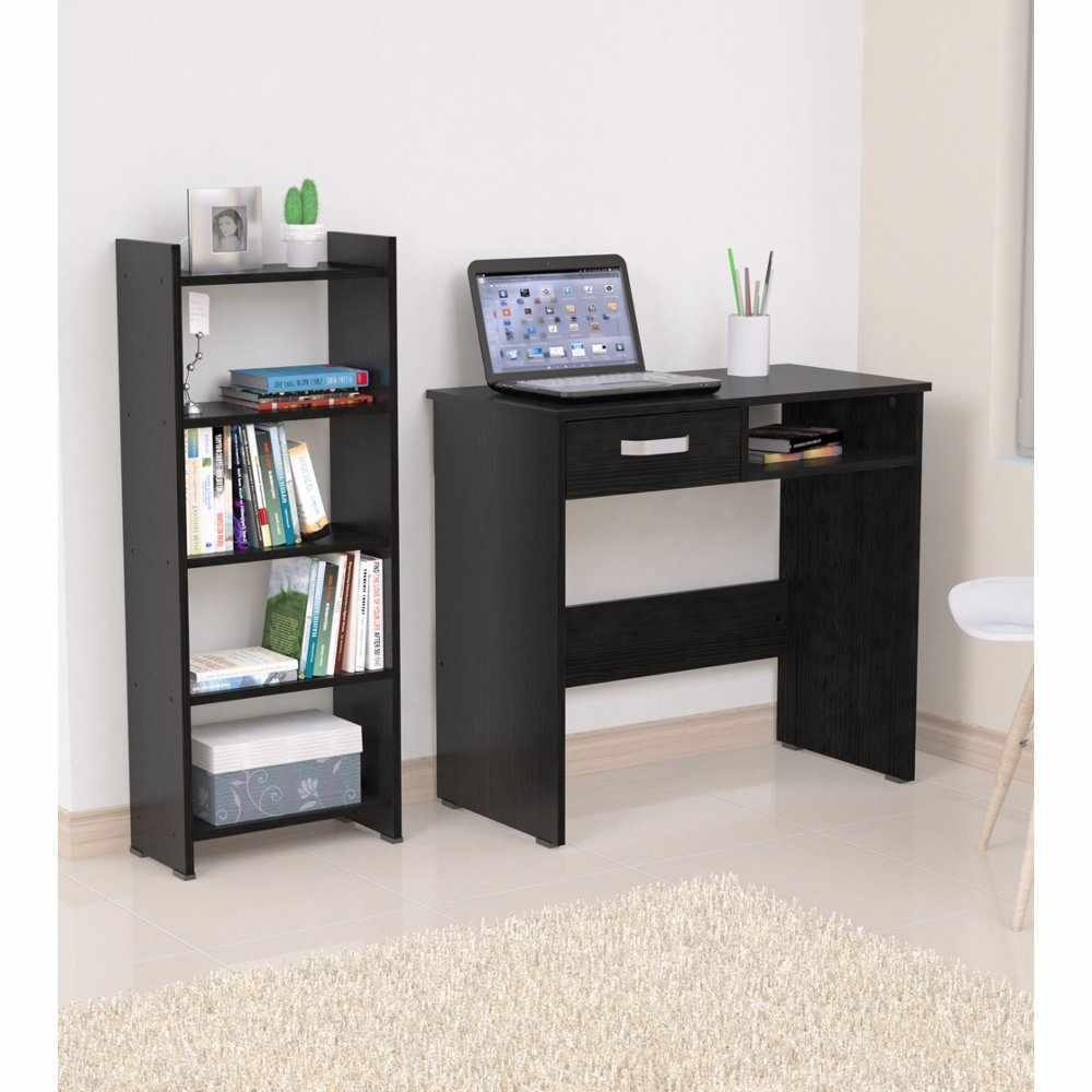 Combo Escritorio y Biblioteca Aplaus Wengue 40x100.8cm Con Un Cajón y con Organizador de Libros - Escritorios y Archivadores | Bylmo