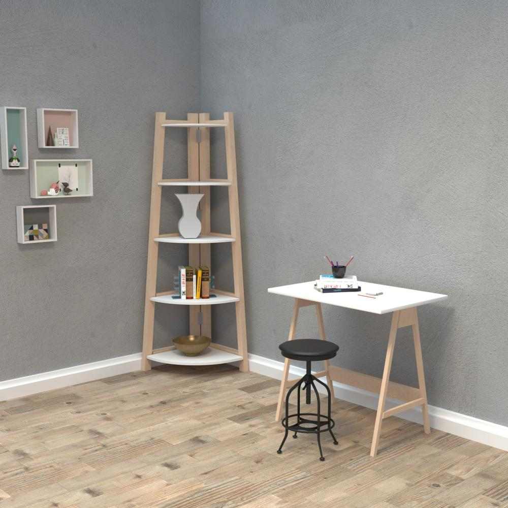 Combo Escritorio y Biblioteca Esquinera Pino 70 cm con Entrepaños - Escritorios y Archivadores | Bylmo