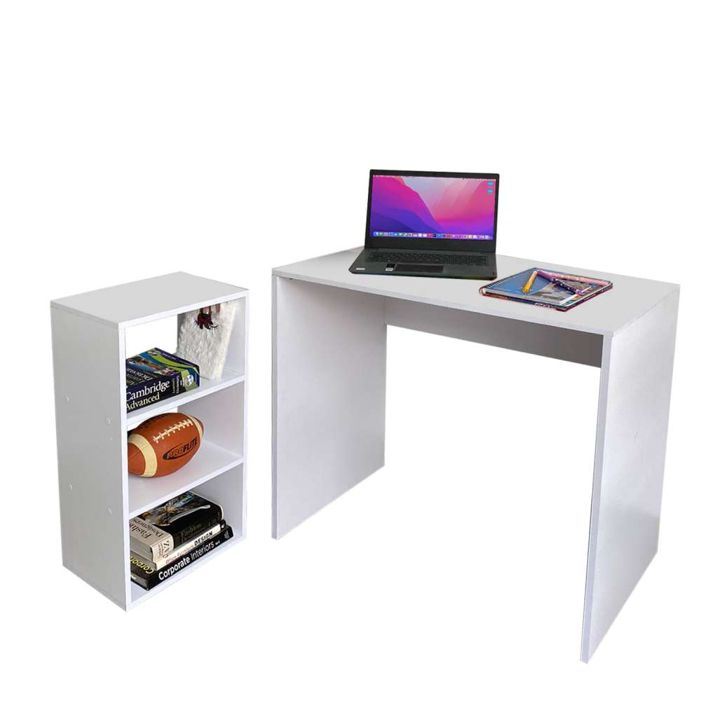 Combo Escritorio y Biblioteca Tomy Blanco 80 cm Minimalista - Escritorios y Archivadores | Bylmo