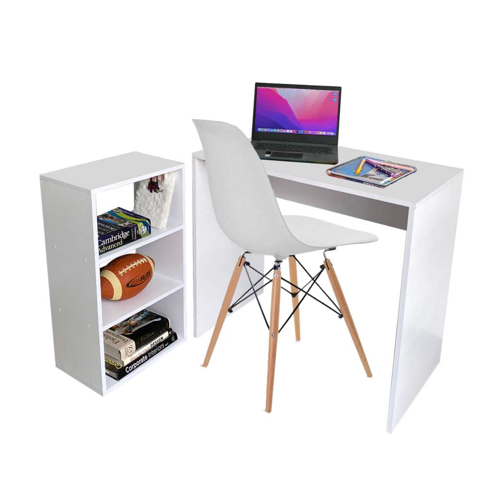 Combo Escritorio y Biblioteca Tomy Blanco 80 cm Minimalista - Escritorios y Archivadores | Bylmo