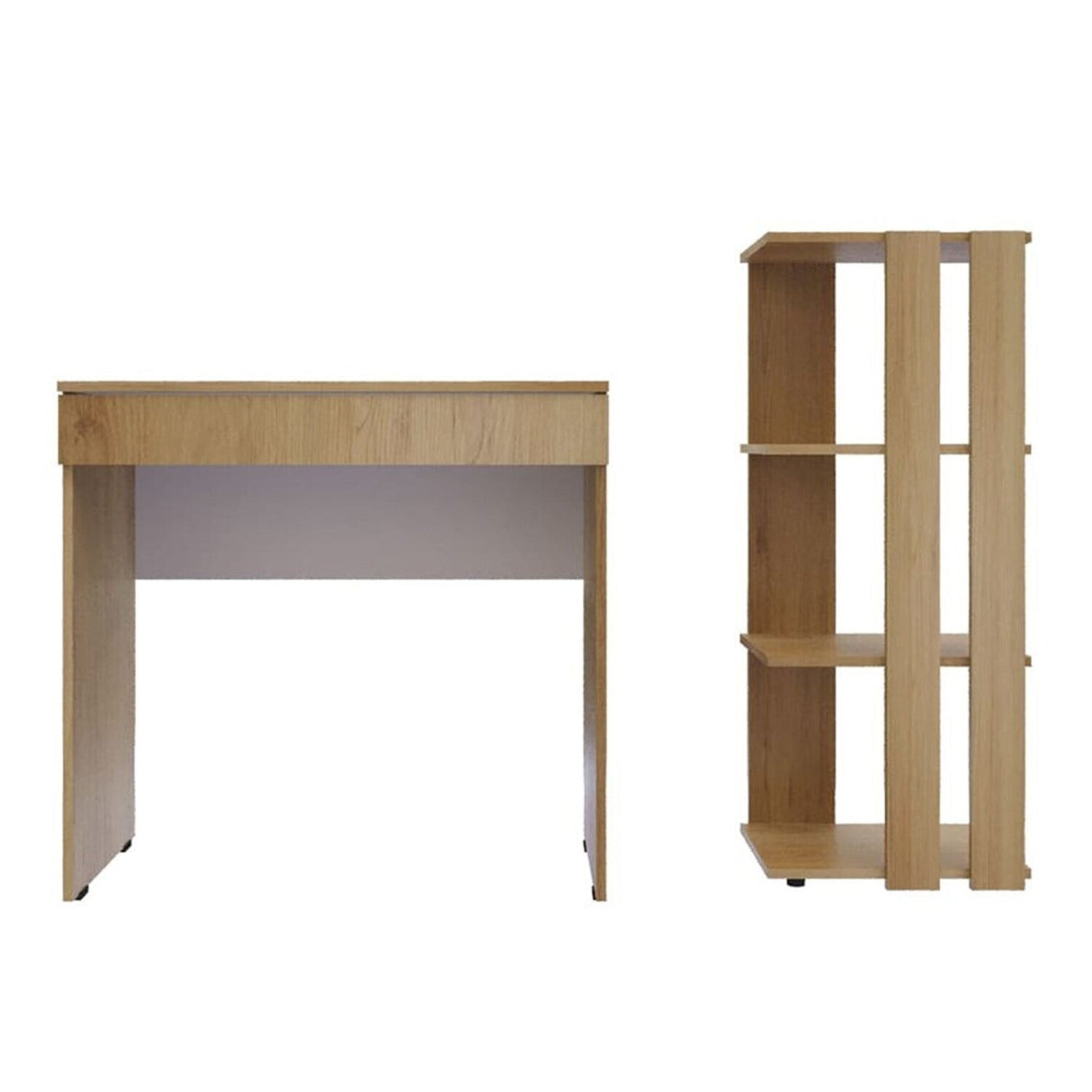 Combo Escritorio y Biblioteca Escrilec Rovere 80 cm con Cajón y Entrepaños - Combos Oficina | Bylmo