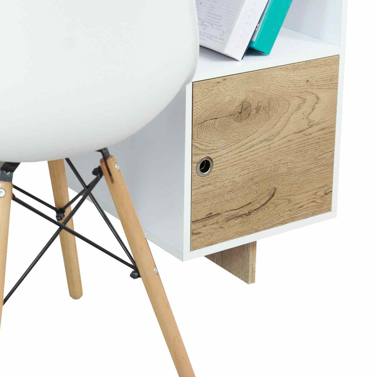 Combo Escritorio y Silla Linea Flow Blanco 110 cm con un Cajón - Combos Oficina | Bylmo