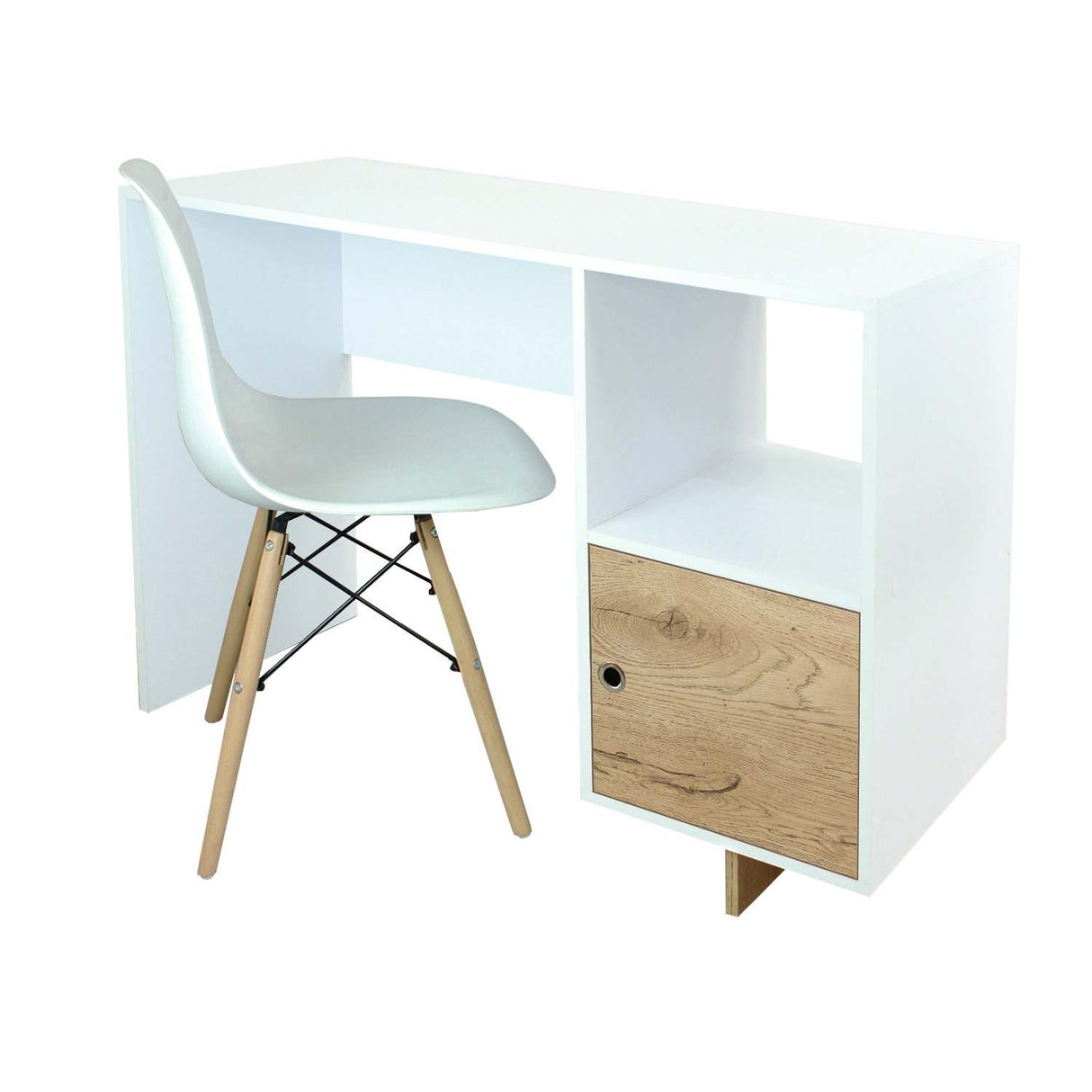 Combo Escritorio y Silla Linea Flow Blanco 110 cm con un Cajón - Combos Oficina | Bylmo