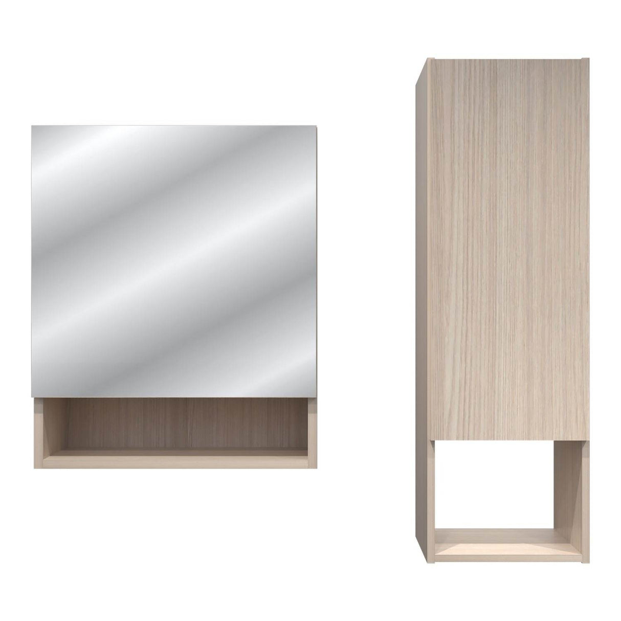 Set x 2 Gabinetes de Baño Arena 46x55cm Cuadrado con Espejo y con Seis Entrepaños - Gabinetes de Baño | Bylmo