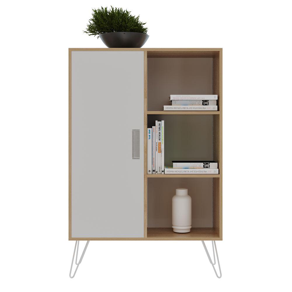 Combo Mueble de TV y Biblioteca Vienes y Blanco 130 cm - Muebles para TV | Bylmo
