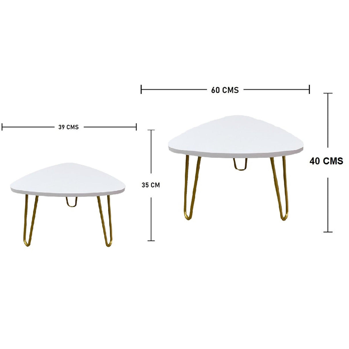 Combo Mesa de Centro y Mesa Auxiliar Shine Blanco 60 cm Triangulares - Combos Sala | Bylmo