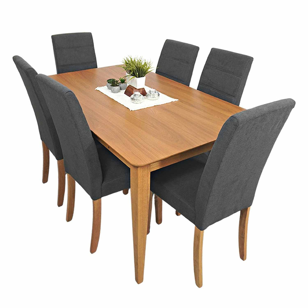 Comedor Albacete Gris 150x74cm Rectangular de Seis Puestos y con Cuatro Sillas - Comedores | Bylmo