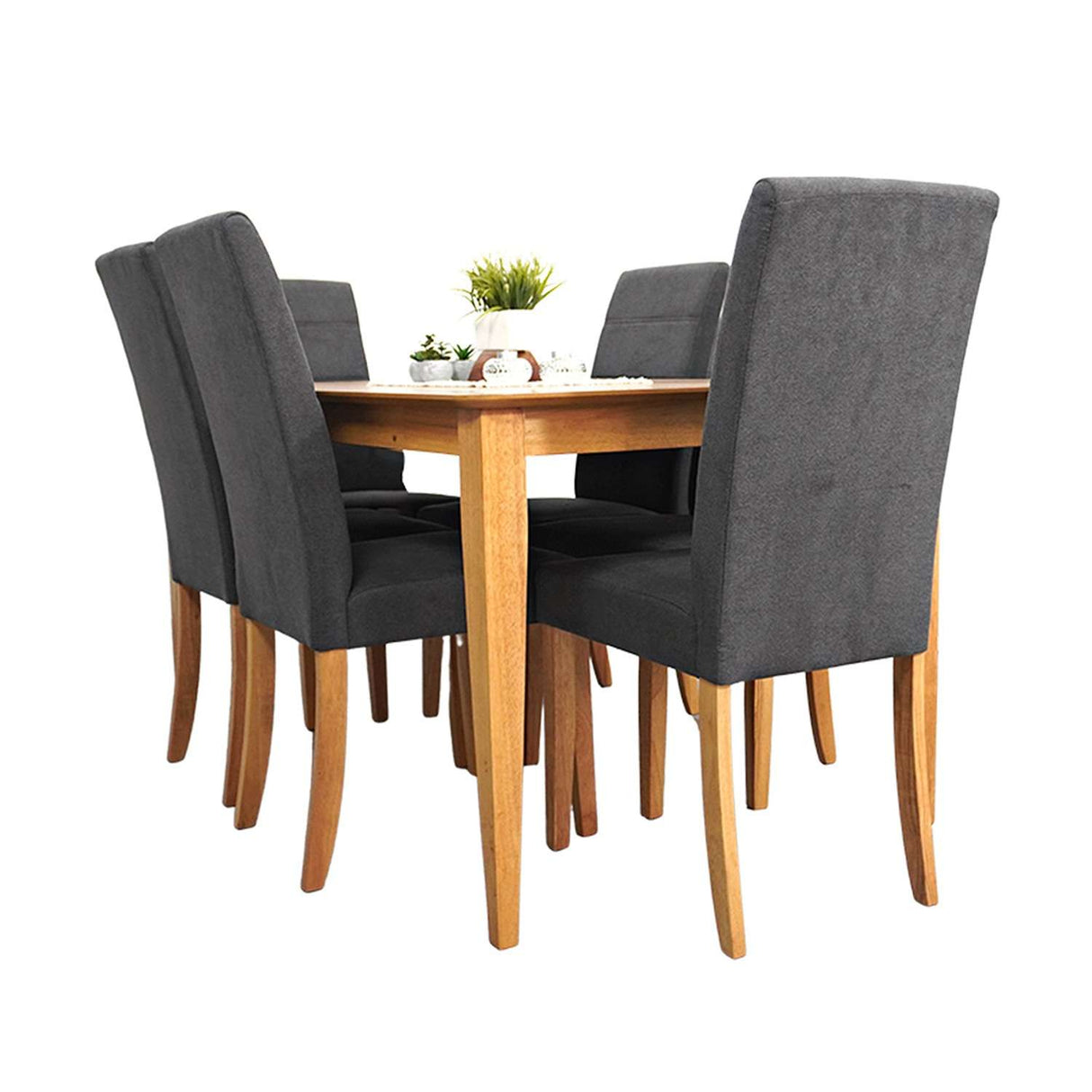 Comedor Albacete Gris 150x74cm Rectangular de Seis Puestos y con Cuatro Sillas - Comedores | Bylmo