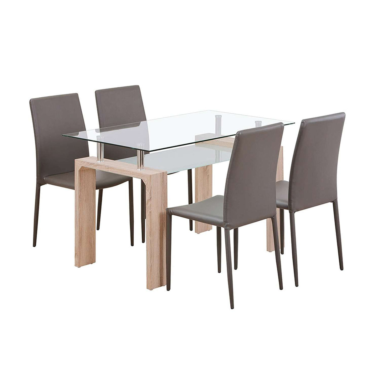 Comedor Diniza Gris 120x70cm Rectangular de Cuatro Puestos y con Cuatro Sillas - Comedores | Bylmo