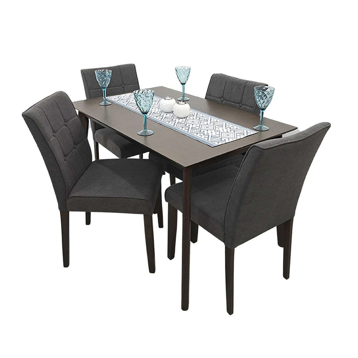 Comedor Enna Gris 120x74cm Rectangular de Cuatro Puestos y con Cuatro Sillas - Comedores | Bylmo