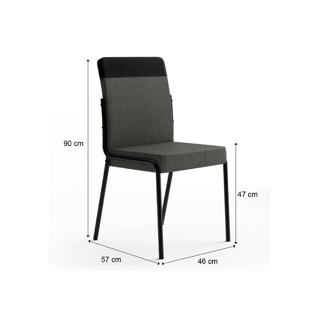 Comedor Imperial Grafito y Negro 93x93cm Cuadrado de Cuatro Puestos y con Cuatro Sillas - Comedores | Bylmo