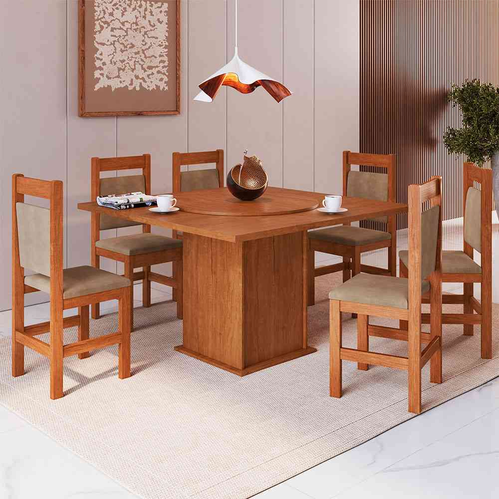 Comedor Montana Canela 130 cm de Seis Puestos (Incluye Sillas) - Comedores | Bylmo