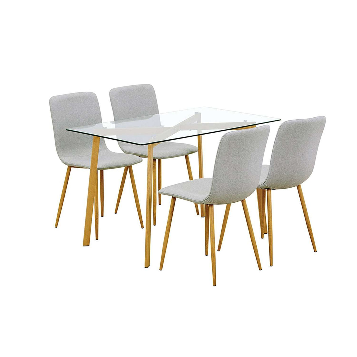 Comedor Natura Gris 120x70cm Rectangular de Cuatro Puestos y con Cuatro Sillas - Comedores | Bylmo