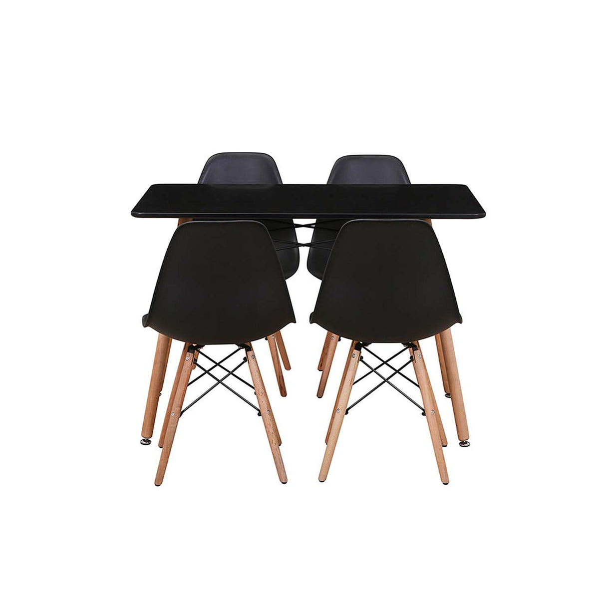 Comedor Norway Negro 120x70cm Rectangular de Cuatro Puestos y con Cuatro Sillas - Comedores | Bylmo