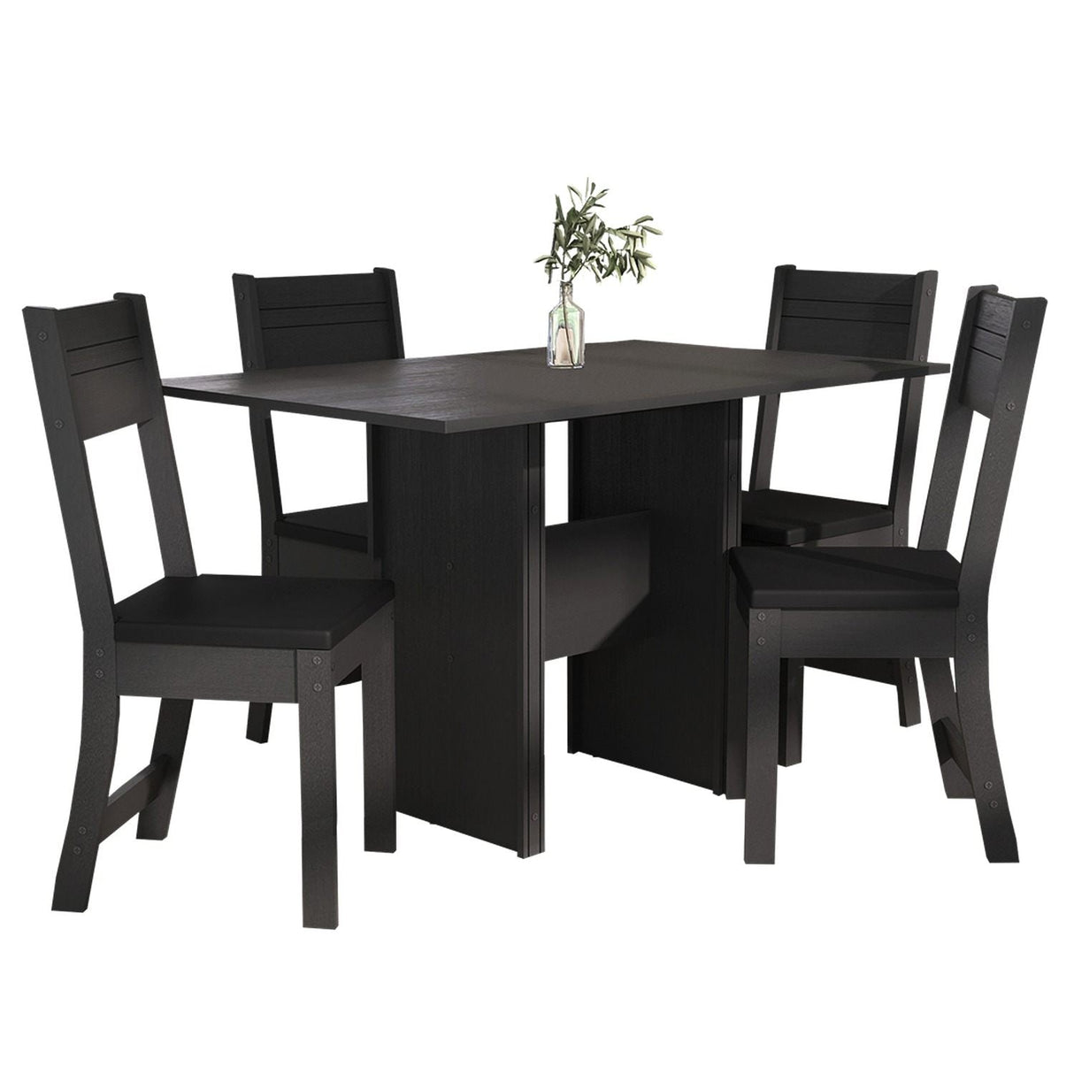 Comedor Siena Negro 108 cm de Cuatro Puestos con Cuatro Sillas - Comedores | Bylmo