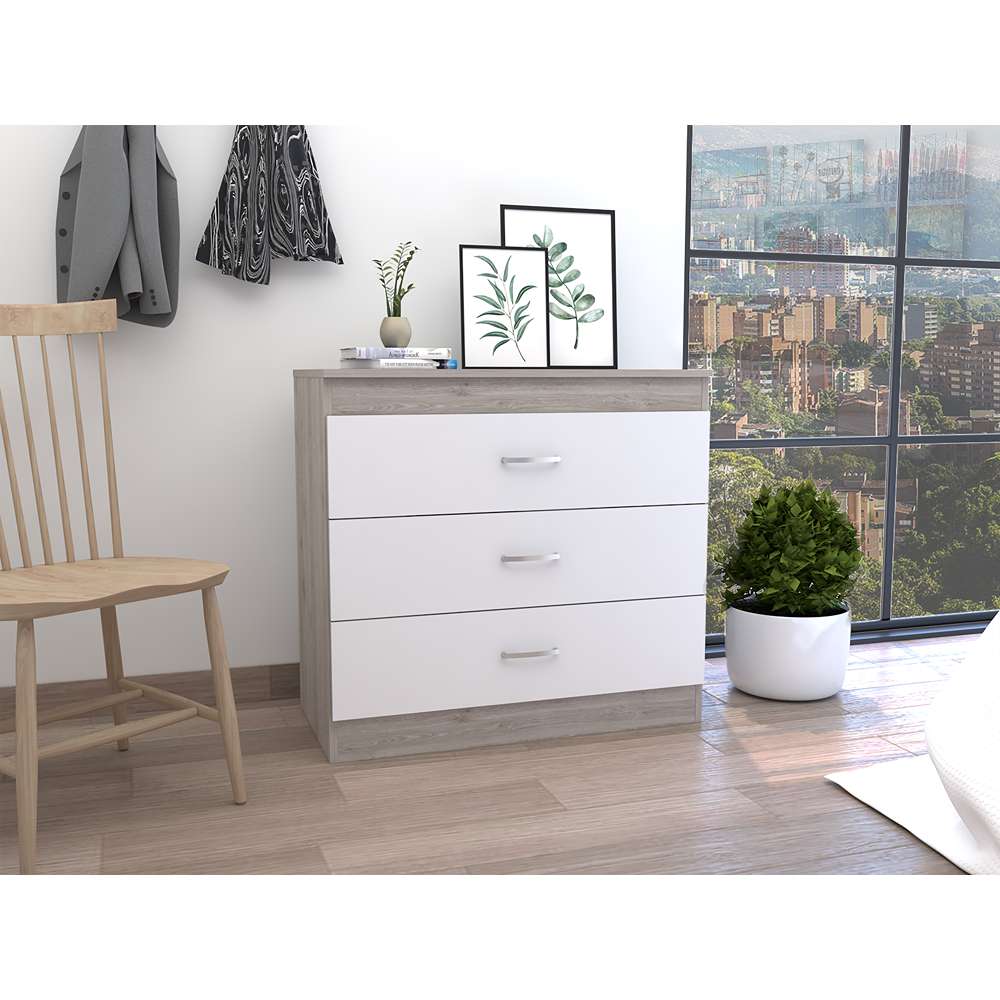 Cómoda Melia Ceniza 80x75.7cm De Tres Hileras con Tres Cajones - Cajoneras | Bylmo