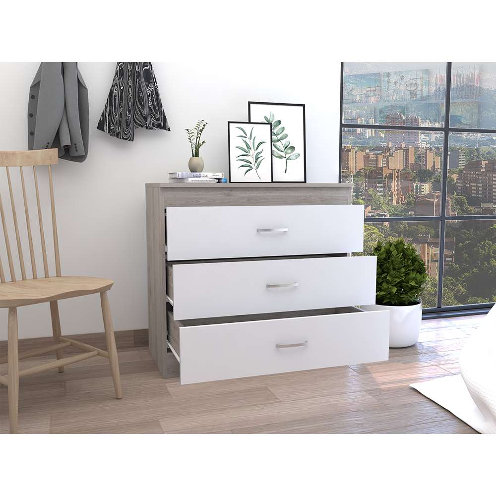 Cómoda Melia Ceniza 80x75.7cm De Tres Hileras con Tres Cajones - Cajoneras | Bylmo