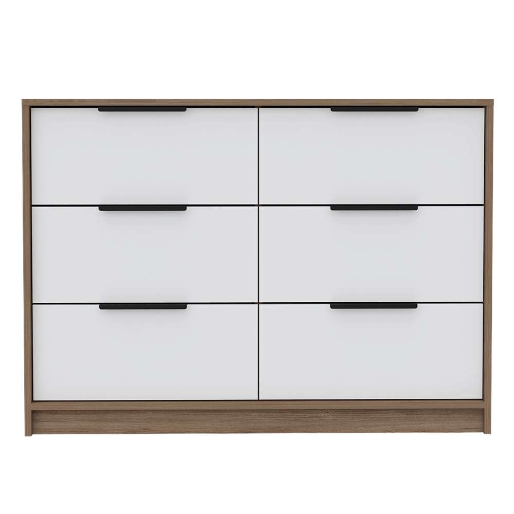 Cómoda Kaia Plus Miel y Blanco 107 cm con Cuatro Cajones y Dos Puertas - Cajoneras | Bylmo