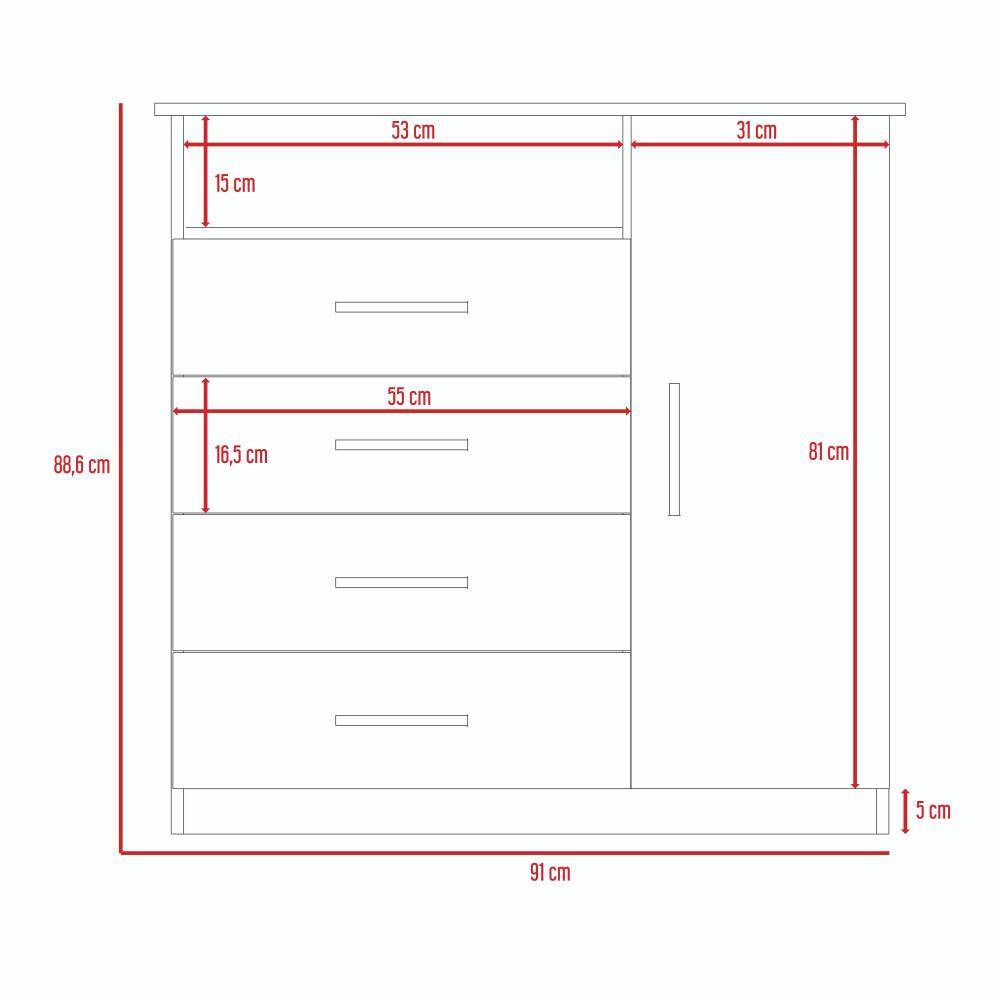 Cómoda Habano 91x88.6cm De Cuatro Hileras con Cuatro Cajones - Cajoneras | Bylmo