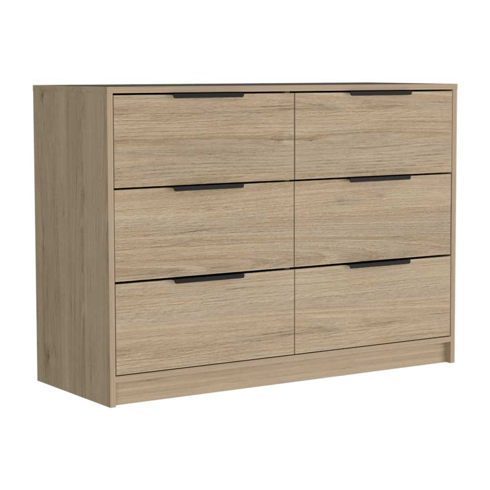 Cómoda Kaia Rovere y Blanco 107x77.6cm De Tres Hileras con Seis Cajones - Cajoneras | Bylmo