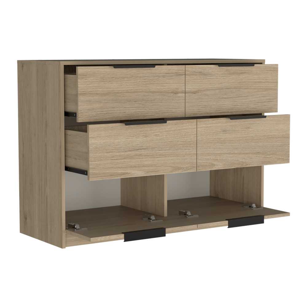 Cómoda Kaia Rovere y Blanco 107x77.6cm De Tres Hileras con Seis Cajones - Cajoneras | Bylmo