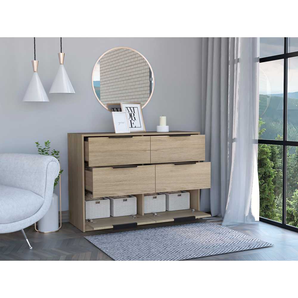 Cómoda Kaia Rovere y Blanco 107x77.6cm De Tres Hileras con Seis Cajones - Cajoneras | Bylmo