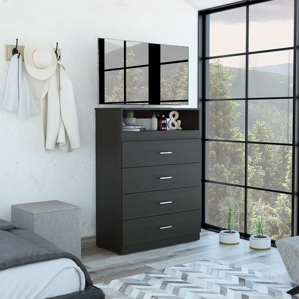 Cómoda Z Wengue 80x109.8cm De Cuatro Hileras con Cuatro Cajones - Cajoneras | Bylmo